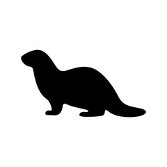 Cute otter silhouette vector flat illustration design.