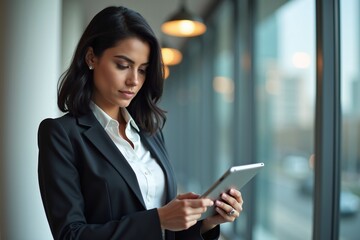 businesswoman using tablet computer