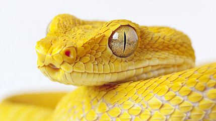 Obraz premium fearsome yellow viper with its head raised, textured scales visible