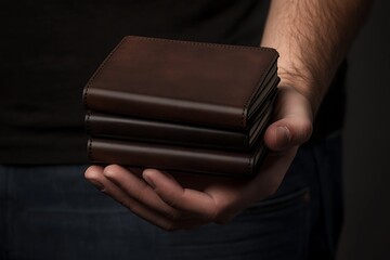 Brown Leather Wallet in Hand - High-Quality Accessory