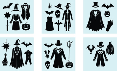 Halloween Costume Accessories silhouette vector