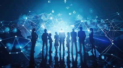 Obraz premium Global Connection - People Linked by Technology