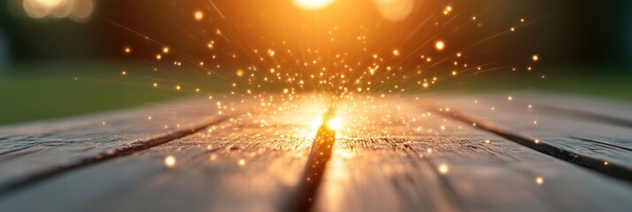 Obraz premium Sparkling Sunlight on Rustic Wood