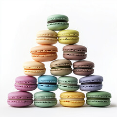 Colorful French Macarons in a Pyramid Stack