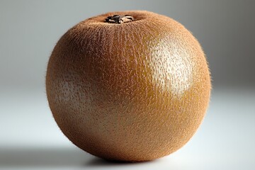 A ripe kiwi fruit positioned neatly, highlighting its soft, fuzzy surface.