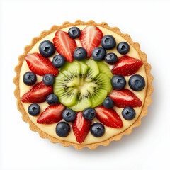 Colorful Fruit Tart with Fresh Berries and Kiwi