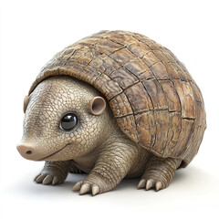 Fototapeta premium joyful cartoon armadillo with slightly textured shell