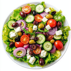 Fresh Garden Salad with Cucumbers and Tomatoes
