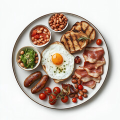Full English Breakfast Platter with Various Ingredients