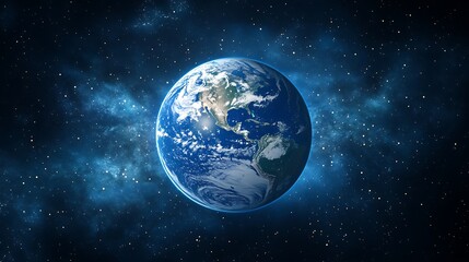 Fototapeta premium Stunning View of Planet Earth from Space Surrounded by Stars and Nebulae