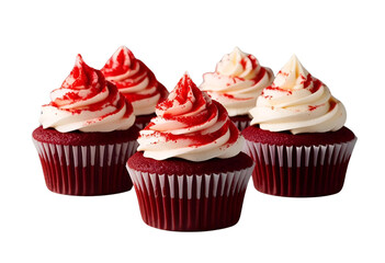 Red velvet cupcake isolated, featuring rich color, creamy frosting, moist texture, and delicious dessert appeal