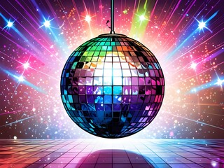Fototapeta premium Sparkling Nights: A Retro Celebration Under the Disco Ball