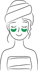 Minimalist Spa Illustration of Woman with Eye Patches for Skincare