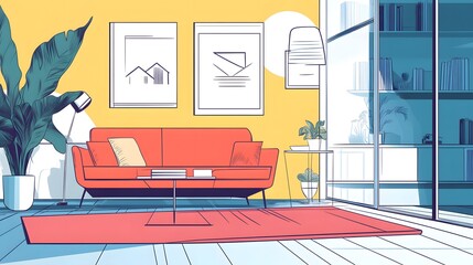 Modern Real Estate Line Design Brochure Poster Template