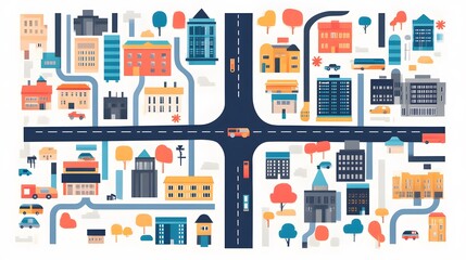 Professional Road Map Toolkit with Set of Modern Vector City Elements for Projects