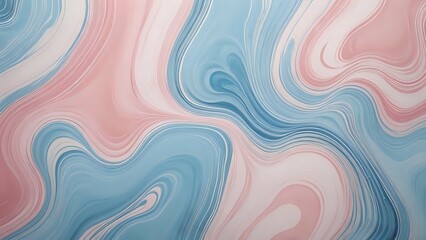 Fototapeta premium Fluid transition of powder blue and blush pink, creating a soft marble texture with gentle waves and pastel elegance, evoking a dreamy and visually soothing abstract background.