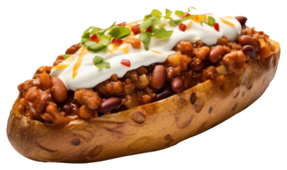 PNG Baked potatoes with beans food vegetable breakfast.