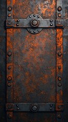 Rusty Metal Panel with Ornate Hardware