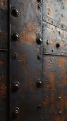 Fototapeta premium Rusty metal panels, fortress door detail