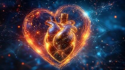 Customer loyalty abstract heart glowing lines positive relationship concept vibrant colors