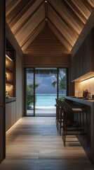 Seaside escape, A modern tropical villa with ocean view kitchen