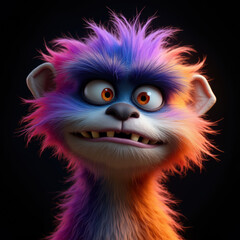 Obraz premium The Joyful Face of a Furry Beast with Vibrant Pinkish-Gray Fur