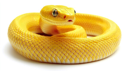 Fototapeta premium vibrant yellow viper coiled tightly with striking scales