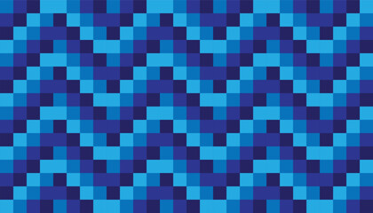 Blue pixel pattern with dynamic zigzag effect. This design gives a modern and futuristic impression, suitable for digital backgrounds, textiles or graphic designs