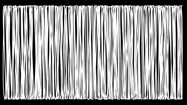 White Hand Drawn Vertical Scribble Line Animation on Transparent Background