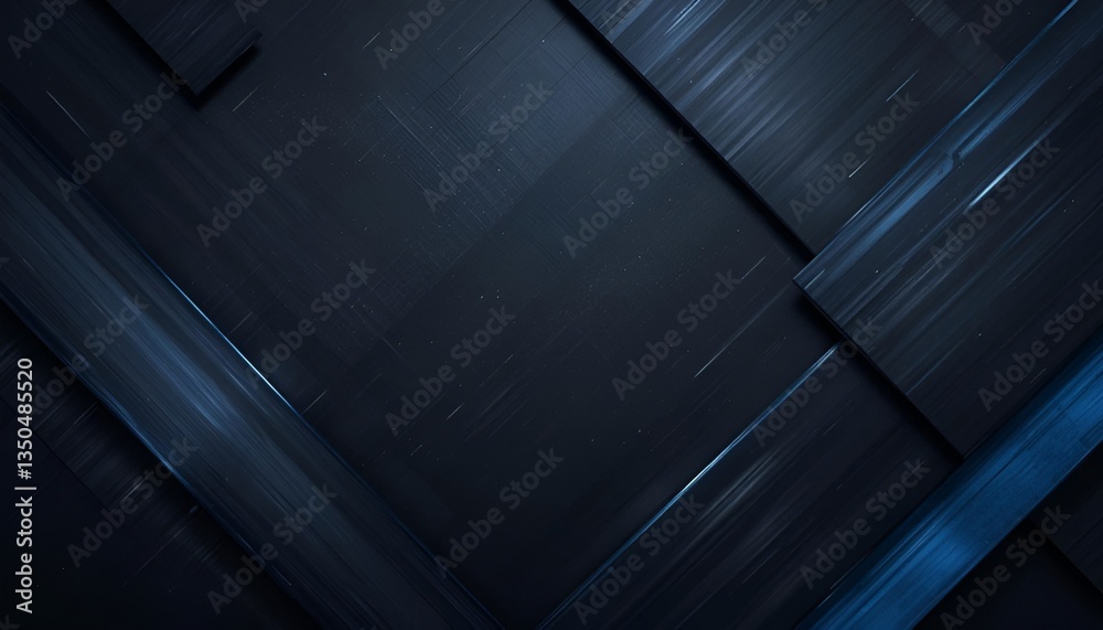 Poster Dark blue abstract background with diagonal lines and geometric shapes creating depth and texture