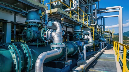 Green Tech Safety - Technician working with renewable energy systems like geothermal power plants, with safety gear