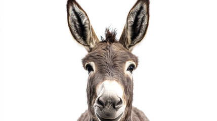 funny donkey with large ears on white background