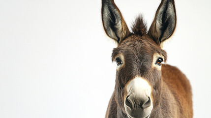 Naklejka premium Donkey with expressive ears on white background