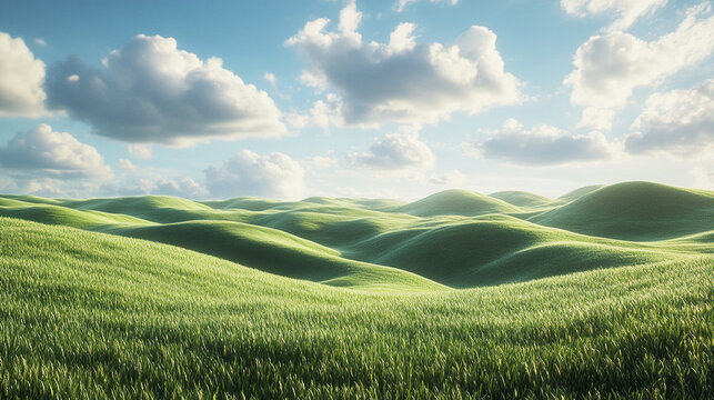 Lush green farmland under sky with scattered clouds