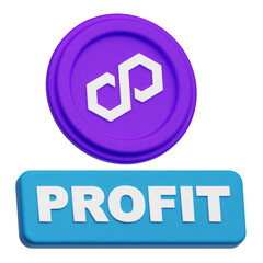 polygon crypto token 3d icon isolated on the transparent background