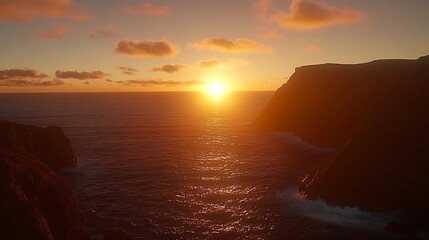 A beautiful sunset over the vast and tranquil ocean waters