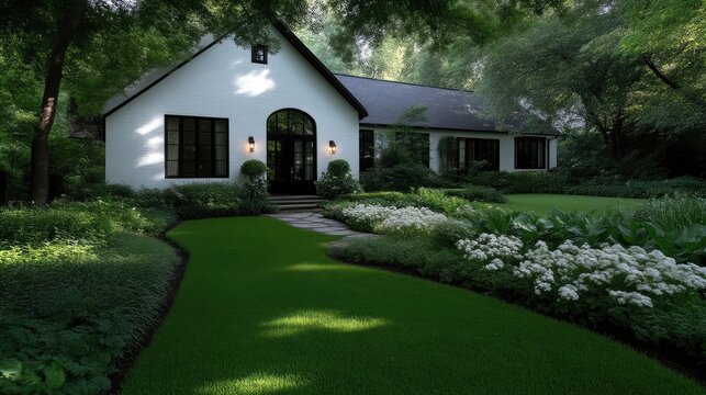 Elegant home, lush landscaping.  Tranquil, modern design