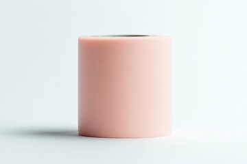 Rolled, pale pink fabric, likely tulle or similar material.  Cylindrical form, presented on a plain white background