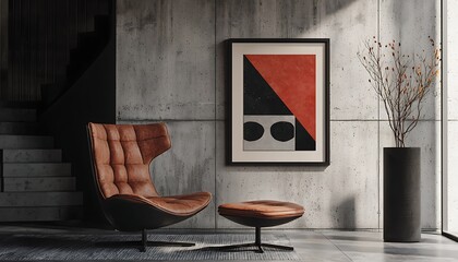 Artistic wall mockup showcasing a bold framed artwork in a modern gallery setting