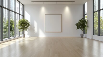 A spacious airy minimalist room with large allowing natural light to flood the open space complemented by the presence of potted plants for a natural calming ambiance
