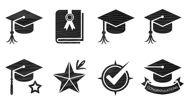 Graduation cap book star compass congratulations Education themed microstock graphics
