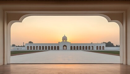 Fototapeta premium Sunrise Temple View for Architectural Symmetry.