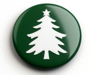 A green button features a white Christmas tree design on a white background