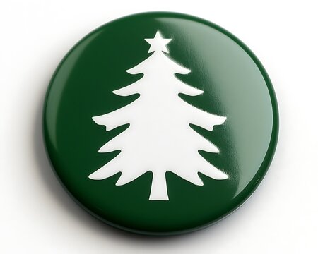 A green button features a white Christmas tree design on a white background - Powered by Adobe