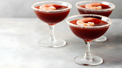 Shrimp Cocktails on a Gray Surface