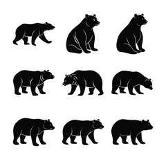 set of animals silhouettes vector