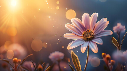 Heartfelt recovery wish card featuring peaceful nature scene glowing sunlight blooming flower symbolizing new beginning warm typography reading Healing Strength central blank space golden border