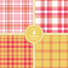 Classic Tartan Red Tartan patterns fabric texture. Modern Light Maize Seamless Tartan Set of 4