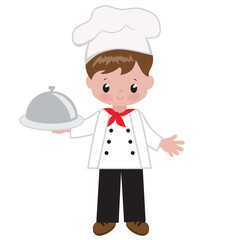 Cute little  boy chef vector cartoon illustration