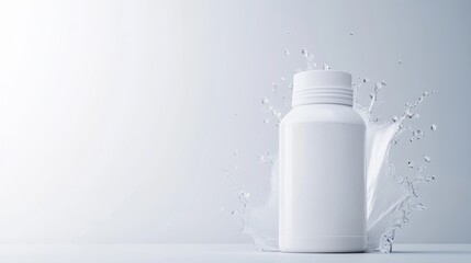 White bottle with water splash